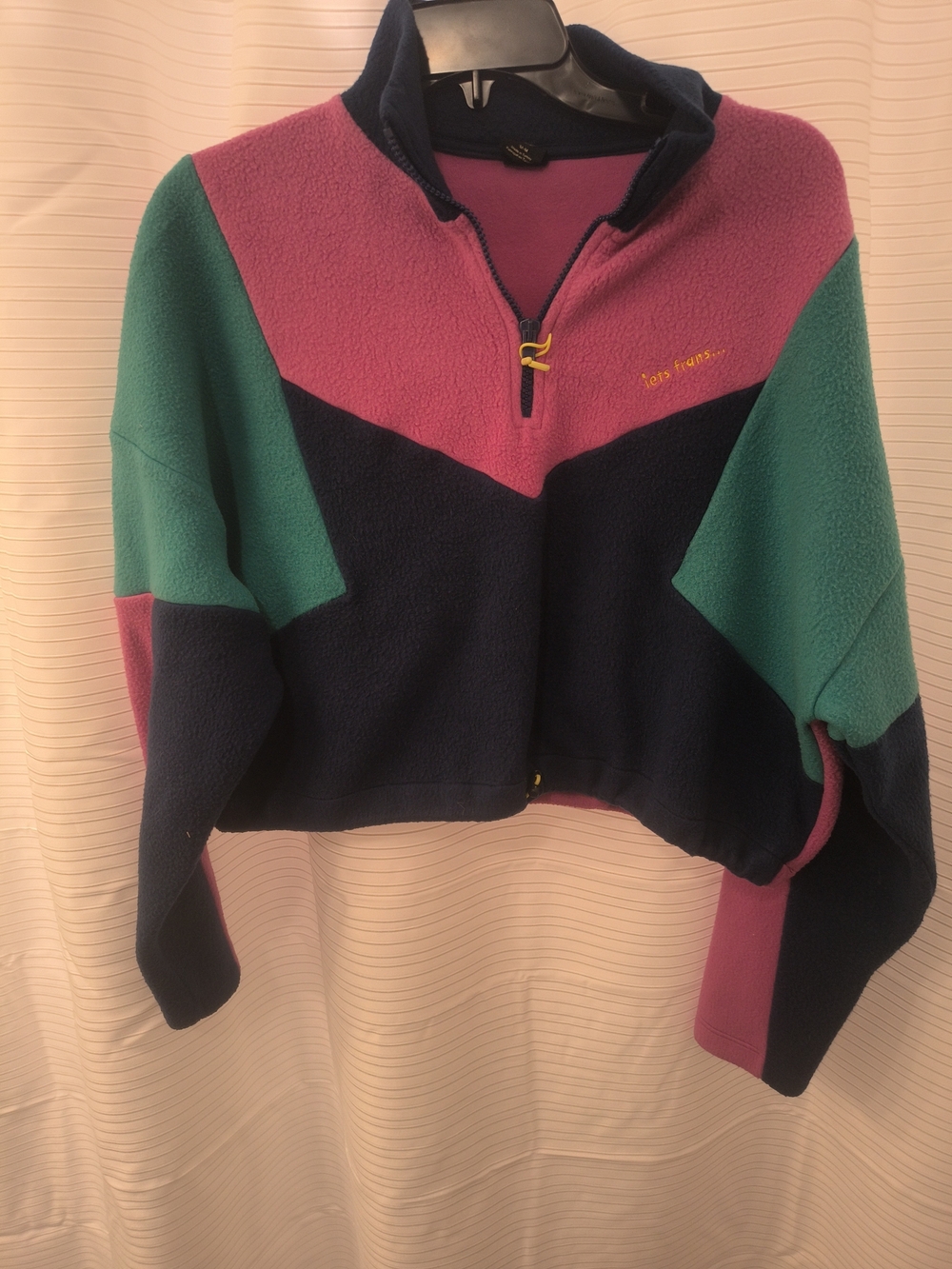 Urban Outfitters Colorblock Fleece Half-Zip Pullover - Pink, Teal & Navy